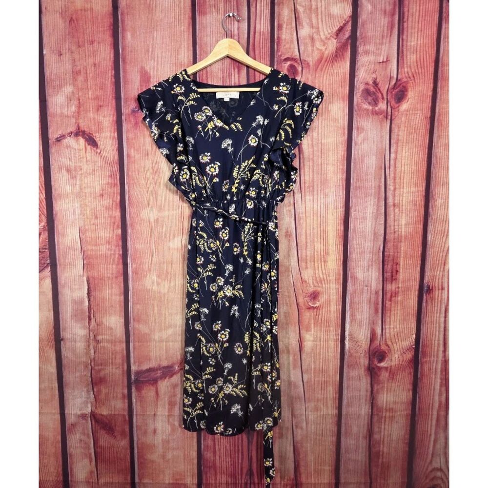 Loft Ruffled Sleeve Pullover Floral Dress M